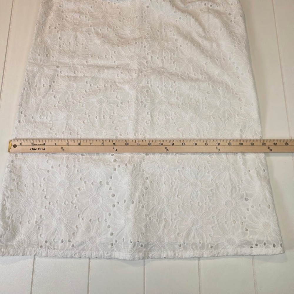 Sigrid Olsen Womens L Shift Dress White Floral Eyelet 100% Cotton Sleeveless NEW - Picture 7 of 8
